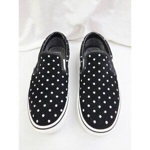 Vans Size 10 Womens or 8.5 Mens Black White Polka Dots Slip On Platform Sneakers